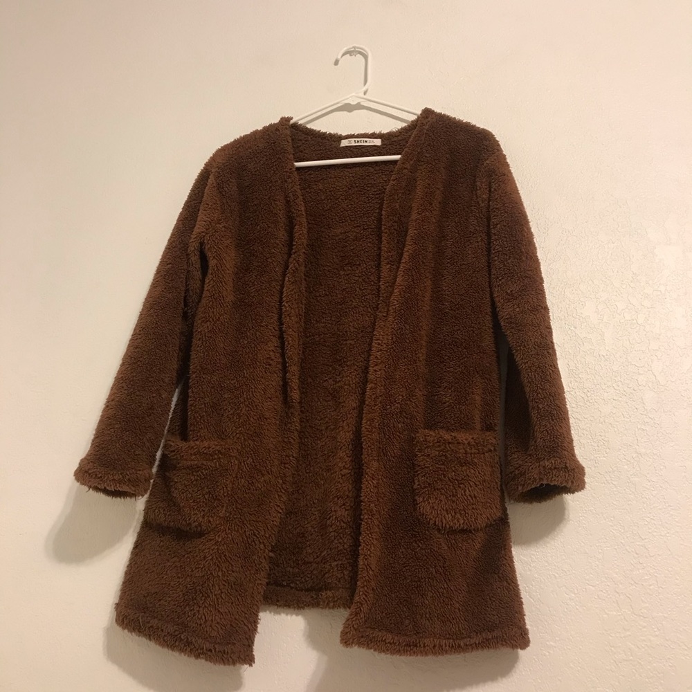A fuzzy brown cardigan 🧥